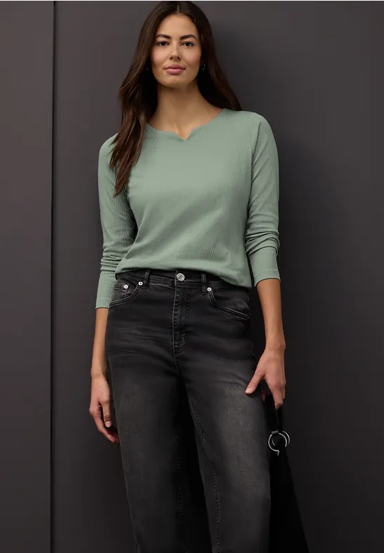 T-shirt basique avec structure côtelée dark serene green