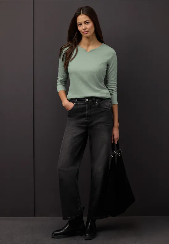 T-shirt basique avec structure côtelée dark serene green