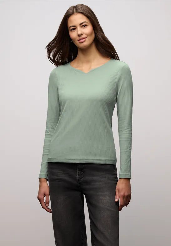 T-shirt basique avec structure côtelée dark serene green