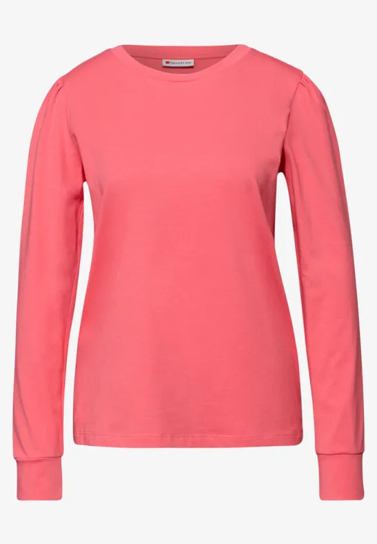 Shirt mit Raffung striking coral