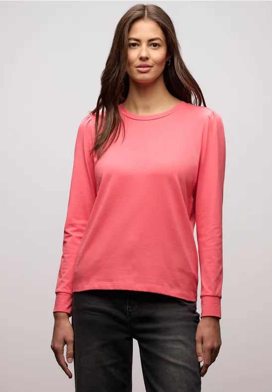 Shirt mit Raffung striking coral