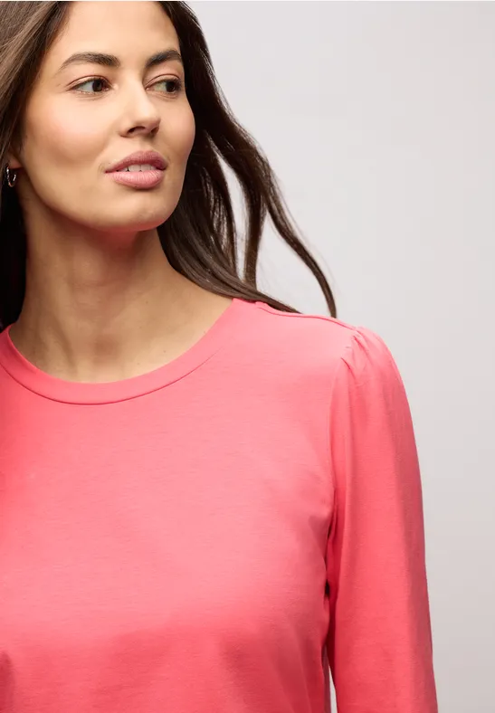 Shirt mit Raffung striking coral