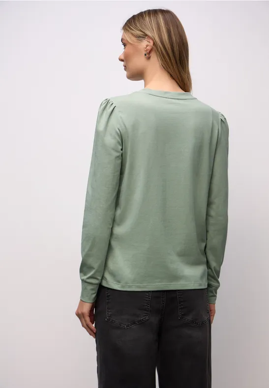 Shirt met rimpels dark serene green