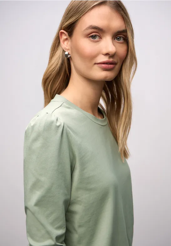 Shirt met rimpels dark serene green