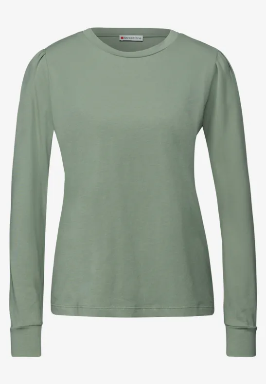 Shirt met rimpels dark serene green
