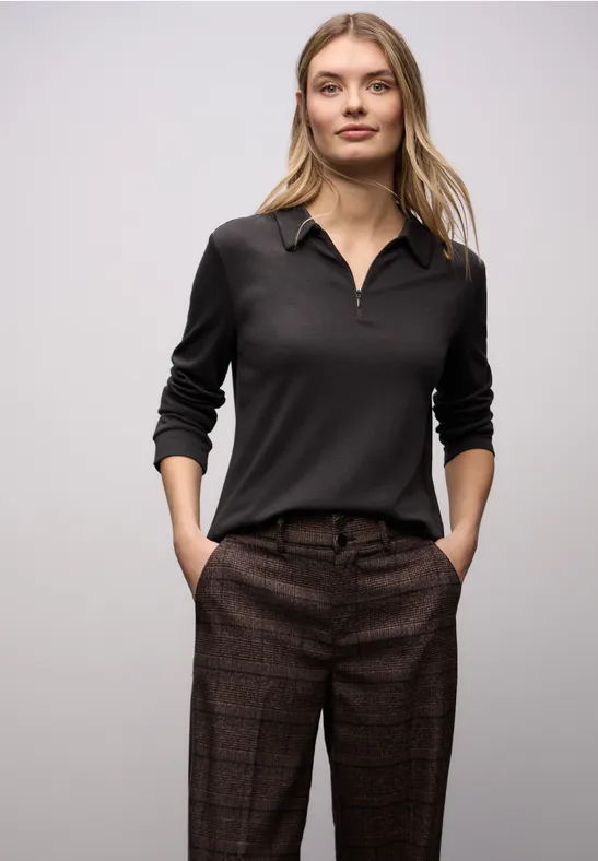 Polo avec fermeture éclair darkest brown