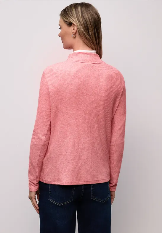 Shirt mit Rippstruktur striking coral mel.