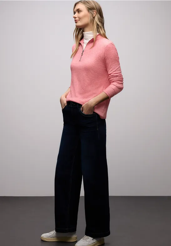 Shirt mit Rippstruktur striking coral mel.