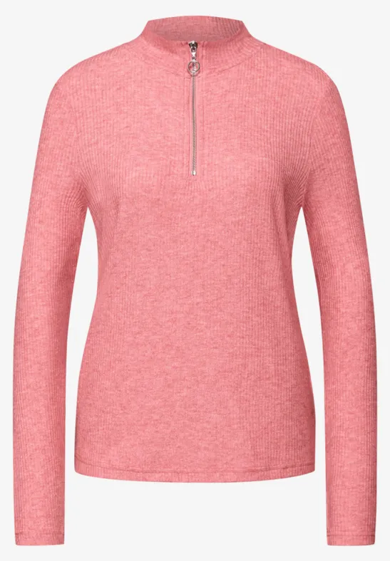 Shirt mit Rippstruktur striking coral mel.
