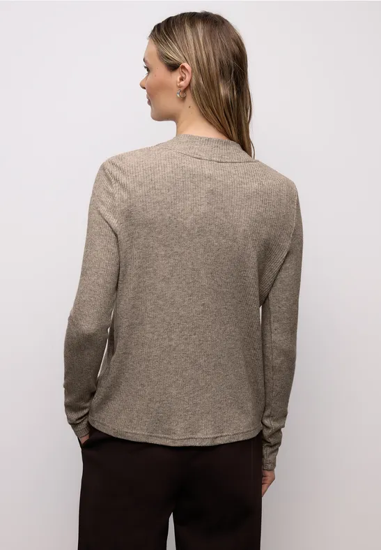 Shirt mit Rippstruktur light terra mocha mel.