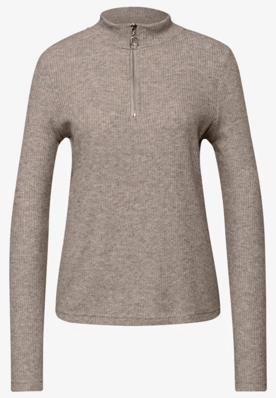 Shirt mit Rippstruktur light terra mocha mel.