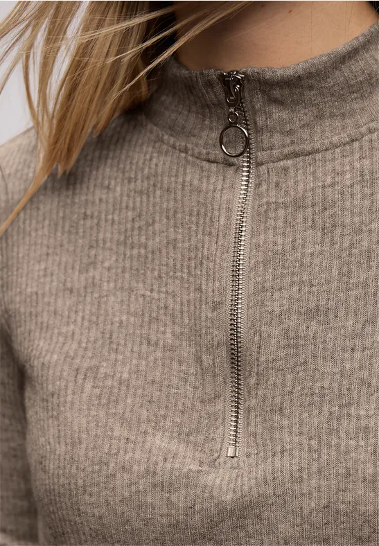 Shirt mit Rippstruktur light terra mocha mel.