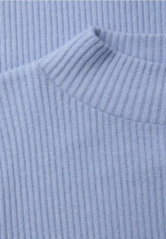 T-shirt doux à col tourterelle frosted blue mel.