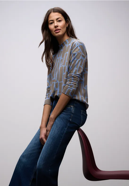 T-shirt imprimé avec cordon de serrage frosted blue