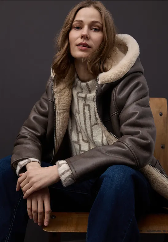 Gemustertes Shirt soft beige