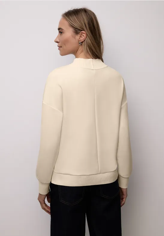 Shirt met geribde details soft beige