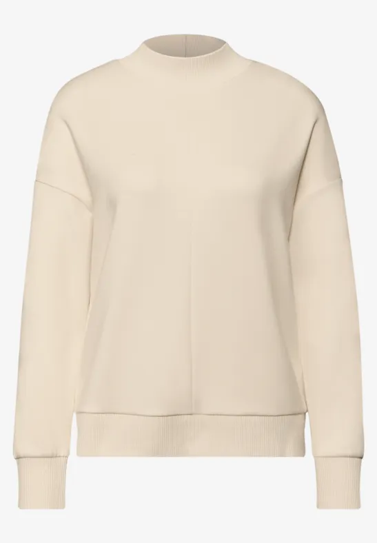 Shirt met geribde details soft beige