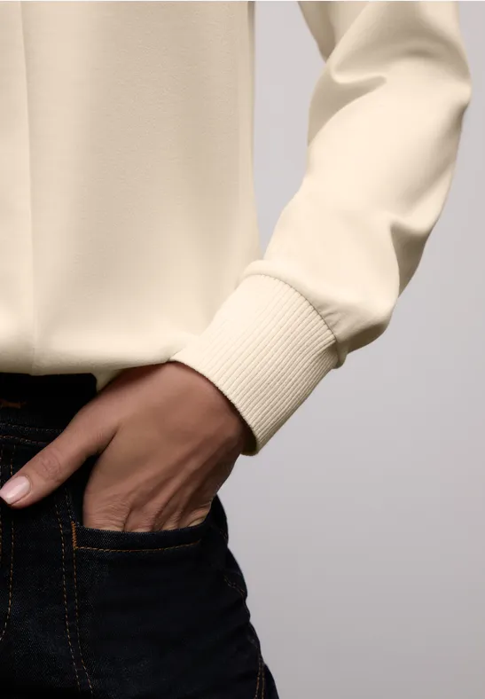 Shirt met geribde details soft beige