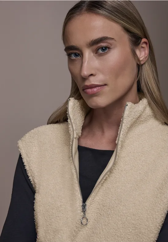 Teddy Shirt mit Zipper soft fawn beige