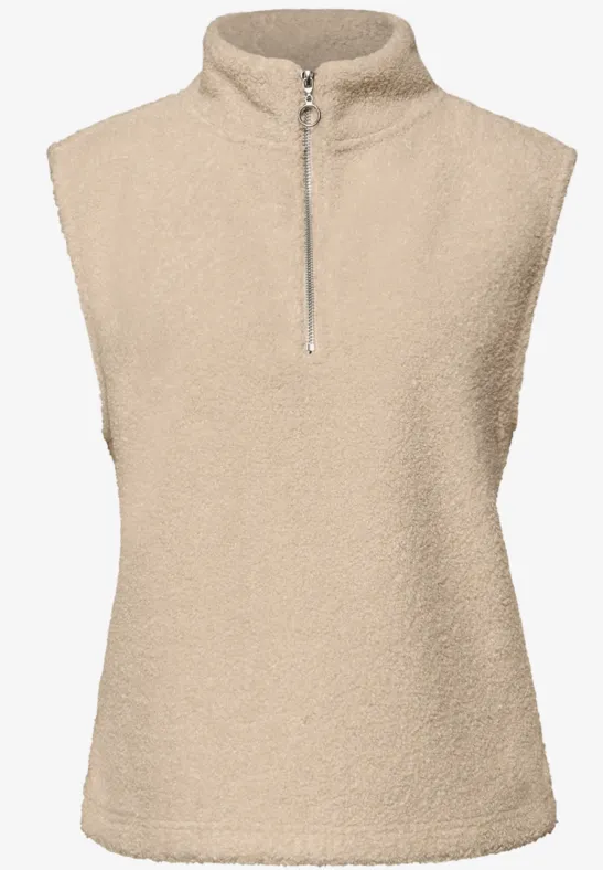 Teddy Shirt mit Zipper soft fawn beige