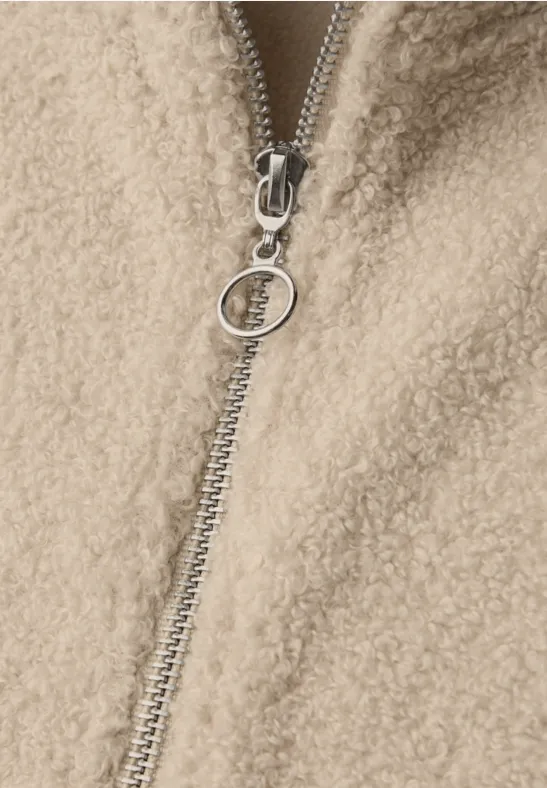 Teddy Shirt mit Zipper soft fawn beige