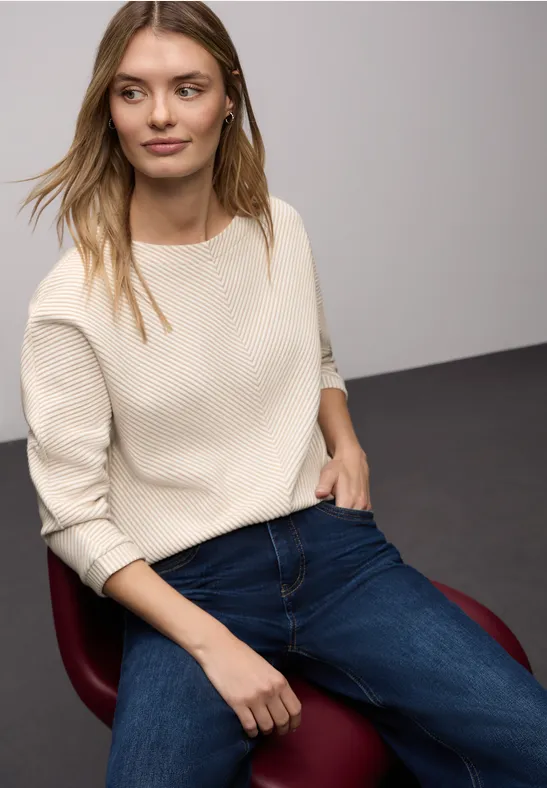 Shirt met structuur, tweekleurig off white