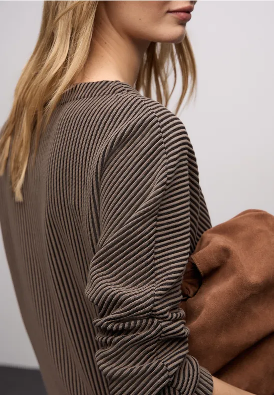 Shirt met structuur, tweekleurig darkest brown