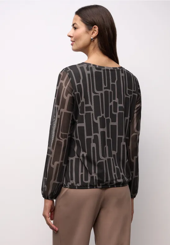 Shirt van mesh met patroon darkest brown