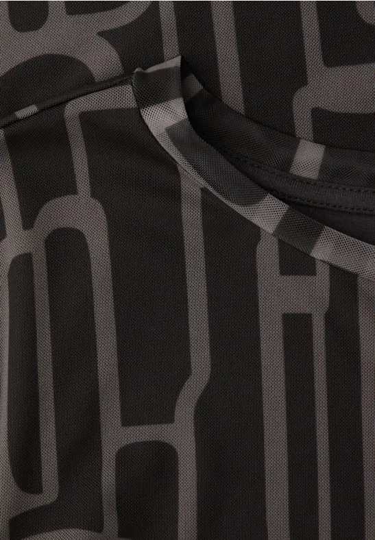 Shirt van mesh met patroon darkest brown