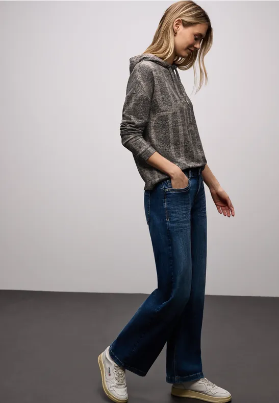 Gedessineerd shirt met capuchon darkest brown