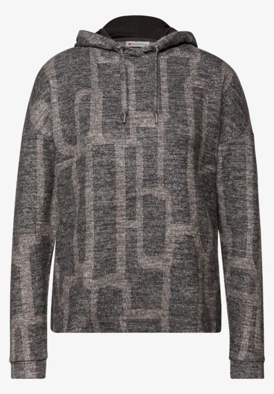 Gedessineerd shirt met capuchon darkest brown