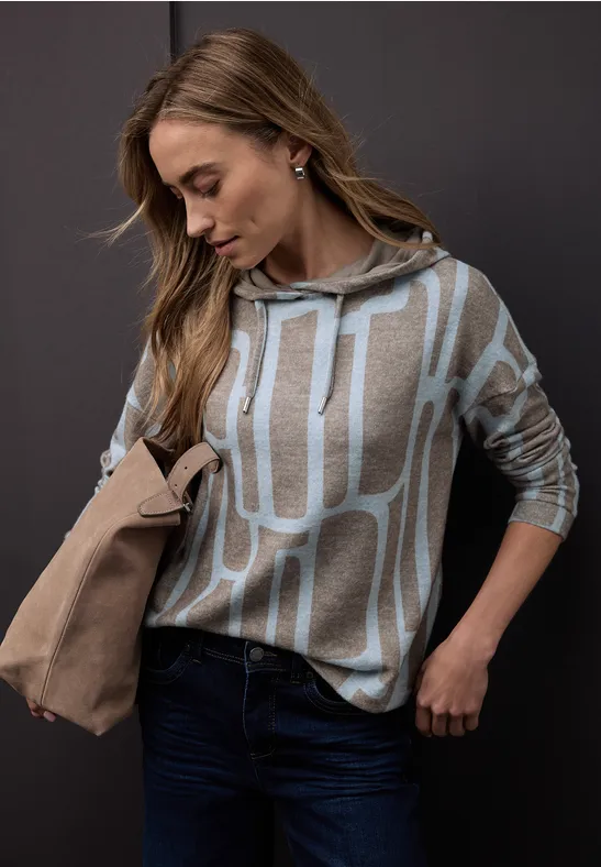 Gedessineerd shirt met capuchon frosted blue