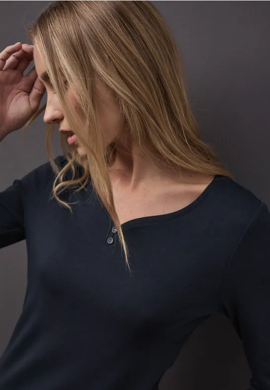 Basic Shirt mit Knopfdetail deep blue