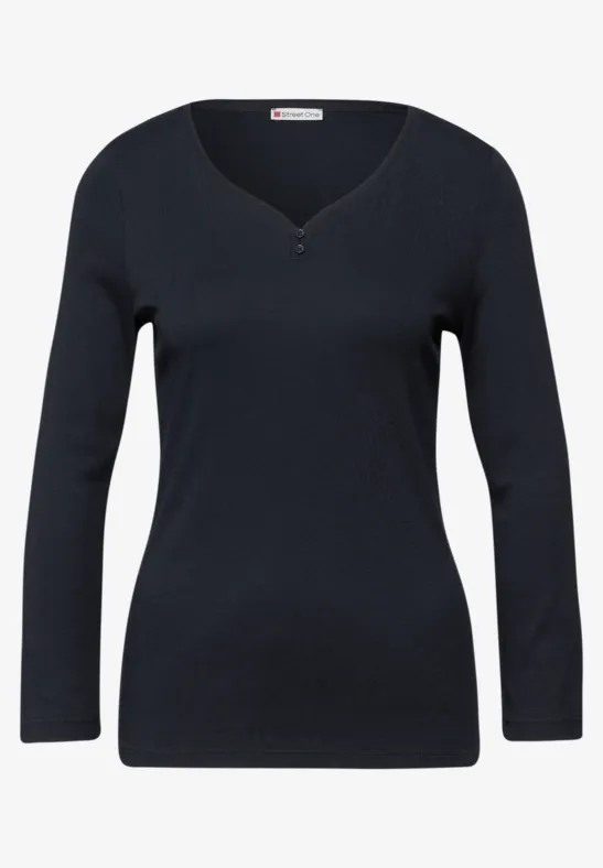 Basic Shirt mit Knopfdetail deep blue
