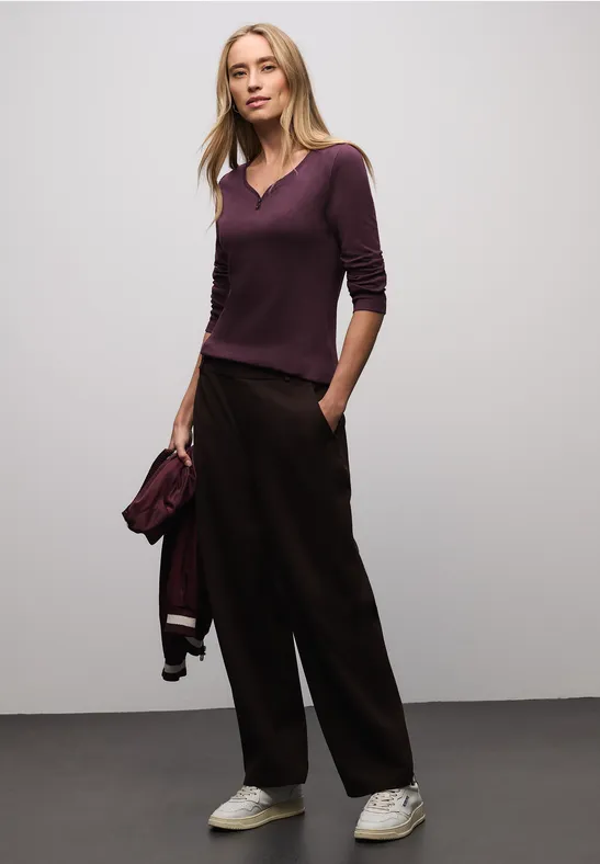 Basic Shirt mit Knopfdetail jazz berry