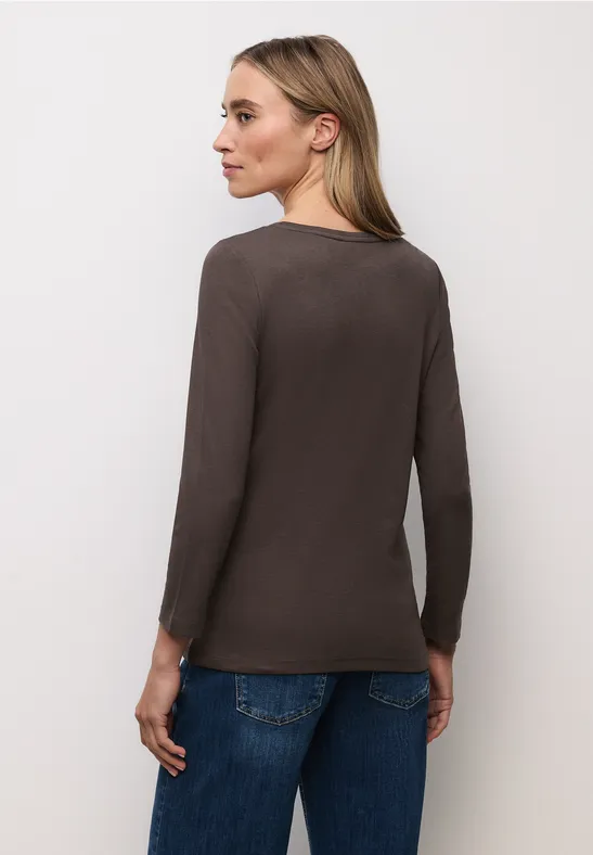 Basic Shirt mit Knopfdetail rustic brown