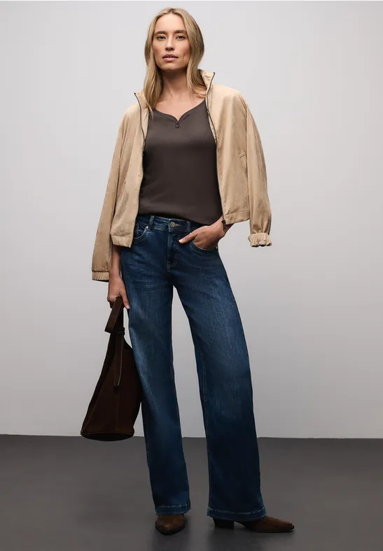 Basic Shirt mit Knopfdetail rustic brown