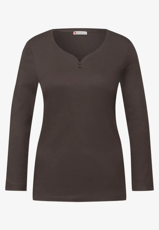 Basic Shirt mit Knopfdetail rustic brown