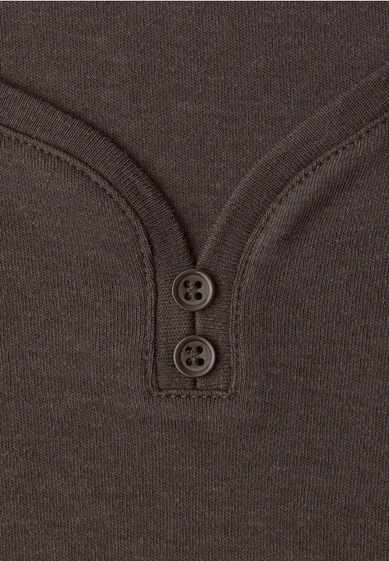 Basic Shirt mit Knopfdetail rustic brown