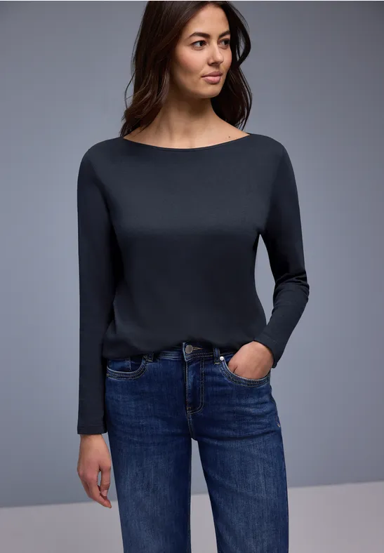 Shirt in Unifarbe shadowed navy