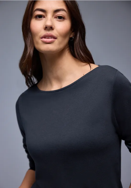 Shirt in Unifarbe shadowed navy