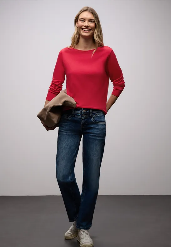 Shirt in Unifarbe salsa red