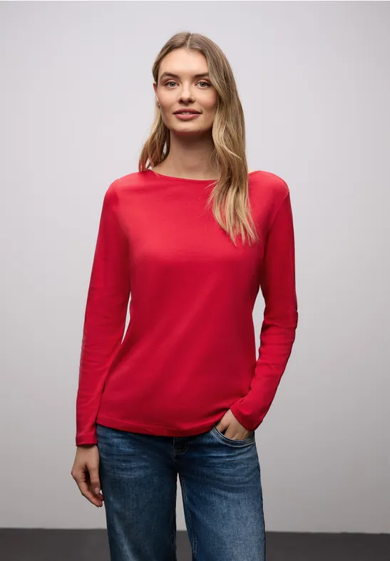 Shirt in Unifarbe salsa red