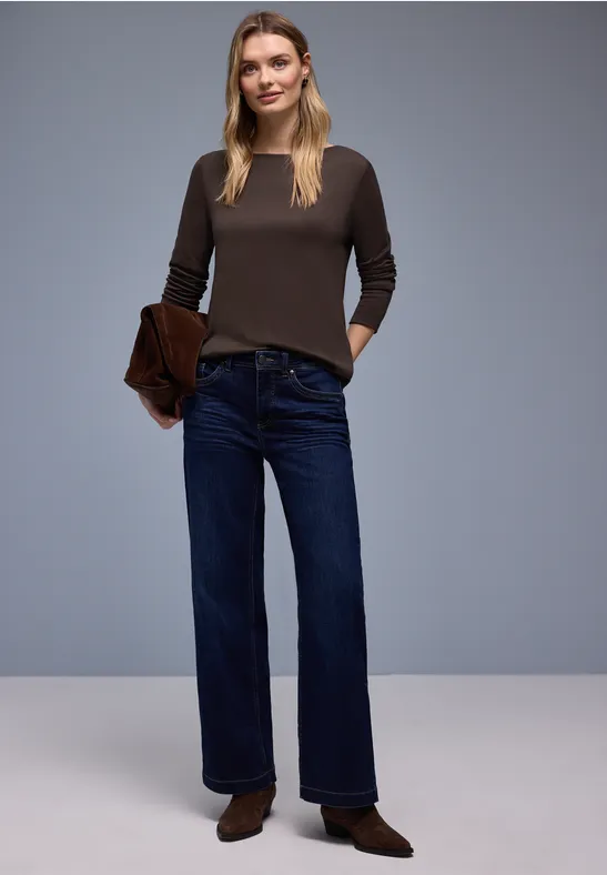 Shirt in Unifarbe molten earth