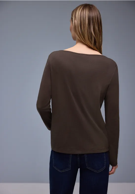 Shirt in Unifarbe molten earth