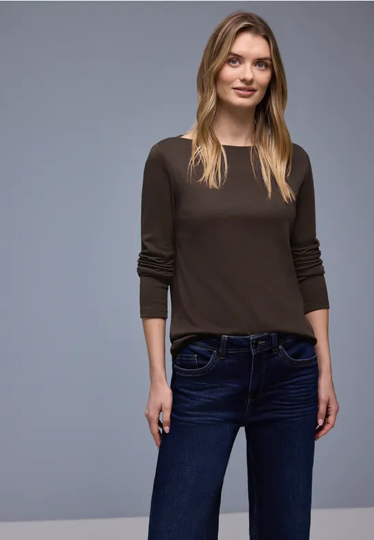 Shirt in Unifarbe molten earth