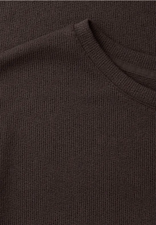 T-shirt à col rond en tricot espresso brown