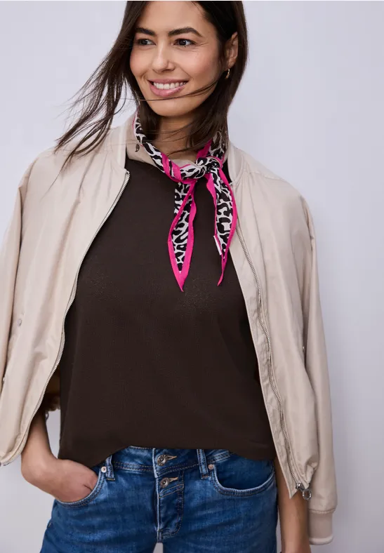 T-shirt à col rond en tricot espresso brown