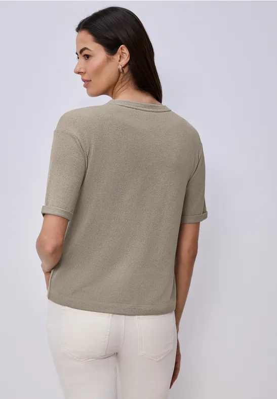 T-shirt à col rond en tricot timeless beige