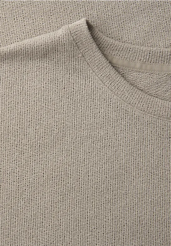 T-shirt à col rond en tricot timeless beige